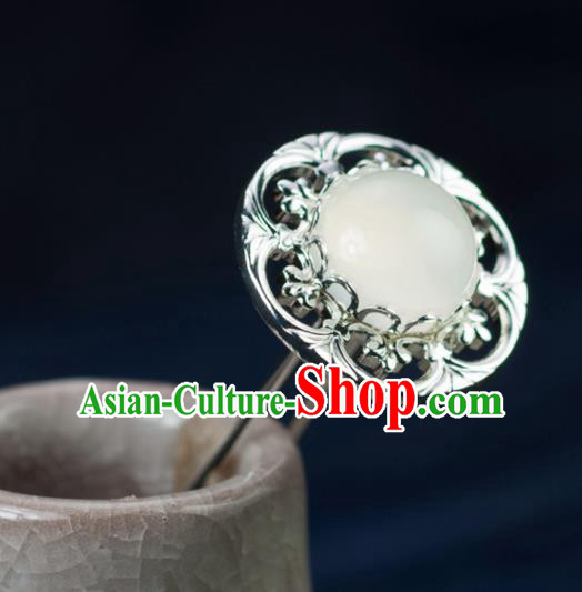 Chinese Traditional Hanfu White Hair Clip Hair Accessories Ancient Classical Hairpins for Women