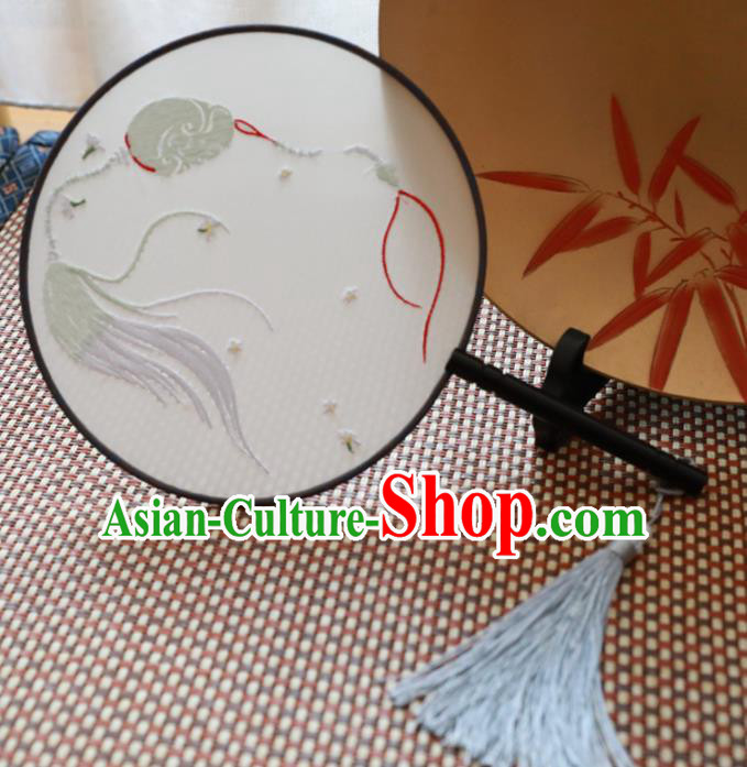Chinese Traditional Hanfu Embroidered Palace Fans Ancient Handmade Round Fans for Women