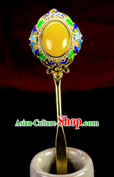 Chinese Traditional Hanfu Cloisonne Hair Clip Hair Accessories Ancient Classical Jade Hairpins for Women