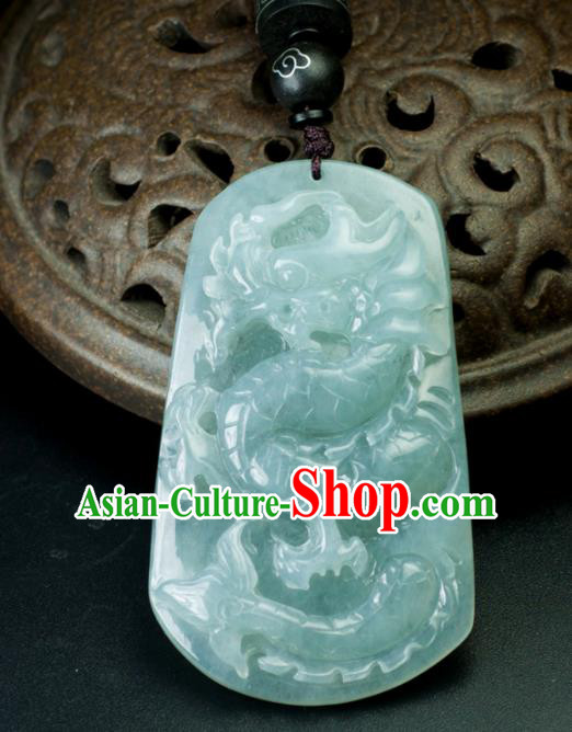 Chinese Traditional Jewelry Accessories Carving Dragon Jade Craft Handmade Jadeite Pendant