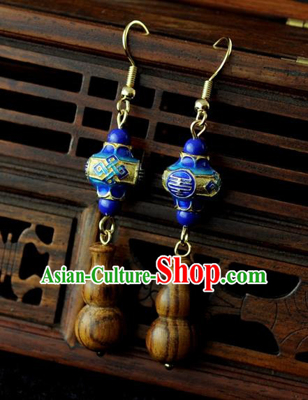 Chinese Traditional Jewelry Accessories Ancient Hanfu Blueing Earrings for Women