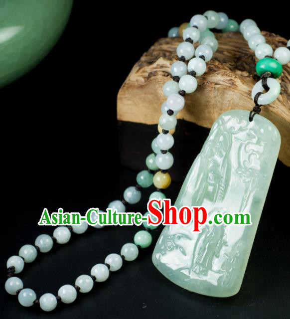 Chinese Traditional Jewelry Accessories Carving Jade Craft Handmade Jadeite Pendant