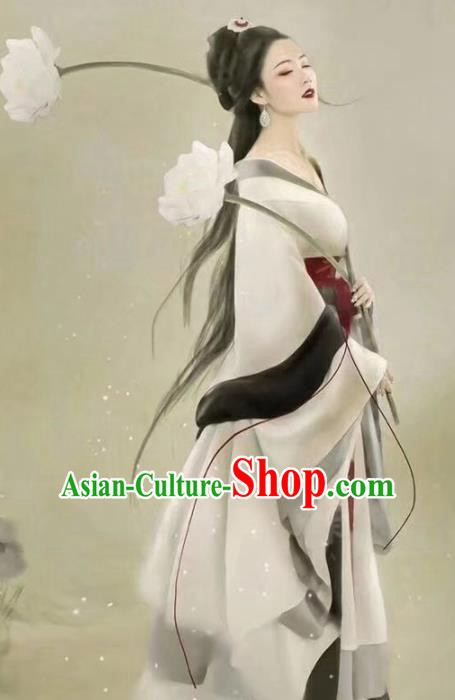 Chinese Ancient Peri Goddess Hanfu Dress Traditional Tang Dynasty Imperial Concubine Embroidered Costumes for Women