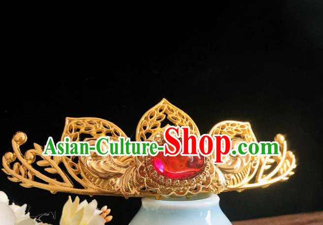 Chinese Classical Hair Accessories Traditional Ancient Hanfu Carving Lotus Golden Hairpins for Women
