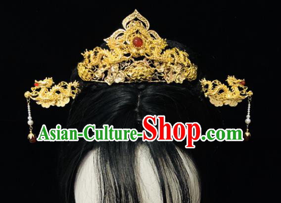 Chinese Classical Hair Accessories Traditional Ancient Hanfu Golden Hair Coronet Hairpins Complete Set for Women