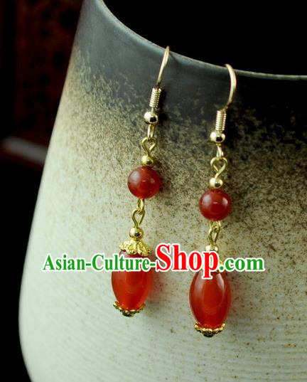 Chinese Traditional Jewelry Accessories Ancient Hanfu Agate Earrings for Women