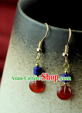 Chinese Traditional Agate Jewelry Accessories Ancient Hanfu Earrings for Women
