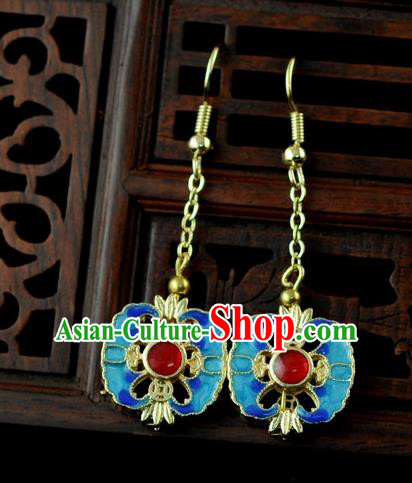 Chinese Traditional Jewelry Accessories Ancient Hanfu Blueing Pomegranate Earrings for Women