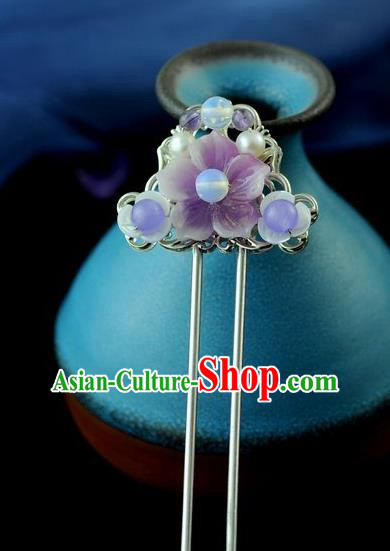 Chinese Traditional Purple Flowers Hair Clip Hair Accessories Ancient Palace Classical Hairpins for Women