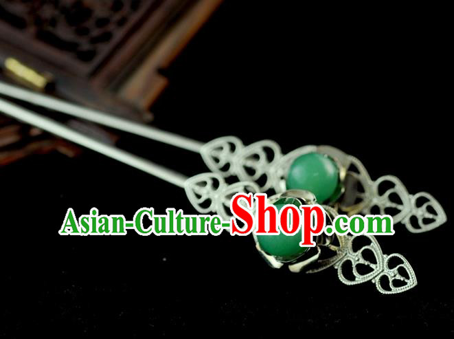 Chinese Traditional Aventurine Hair Clip Hair Accessories Ancient Palace Classical Hairpins for Women