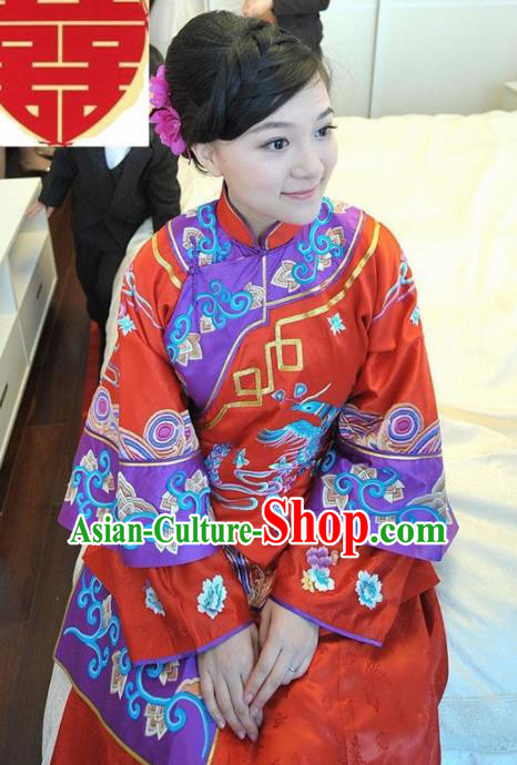 Chinese Traditional Bride Xiuhe Suit Ancient Embroidered Wedding Costumes for Women