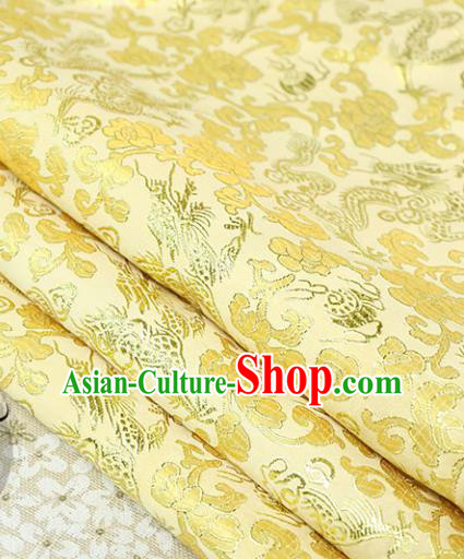 Chinese Traditional Golden Brocade Tang Suit Silk Fabric Material Classical Dragons Pattern Design Satin Drapery