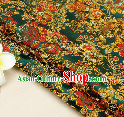 Chinese Traditional Green Brocade Cheongsam Silk Fabric Material Classical Pattern Design Satin Drapery