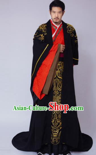 Traditional Chinese Ancient Han Dynasty Emperor Embroidered Costumes for Men