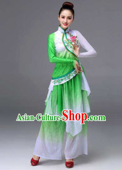 Traditional Chinese Classical Dance Green Clothing Yangko Dance Costume for Women