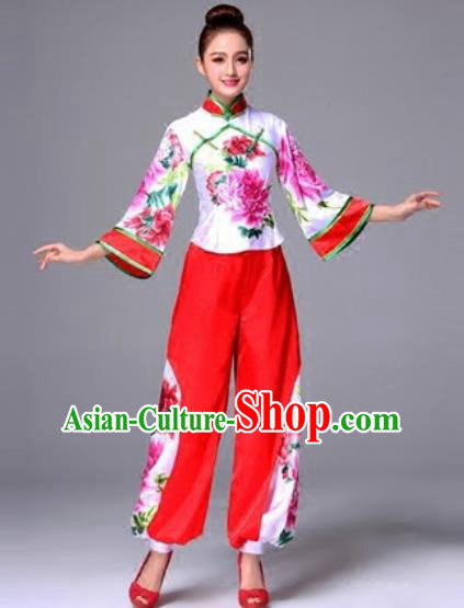 Traditional Chinese Classical Dance Silk Clothing Yangko Dance Costume for Women