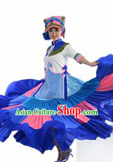 Chinese Traditional Yi Nationality Costumes Torch Festival Folk Dance Ethnic Dress for Women