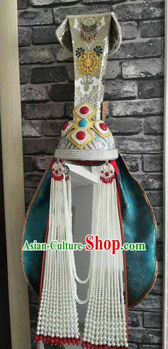 Traditional Chinese Mongol Nationality Wedding Hat Mongolian Ethnic Folk Dance Hair Accessories for Women