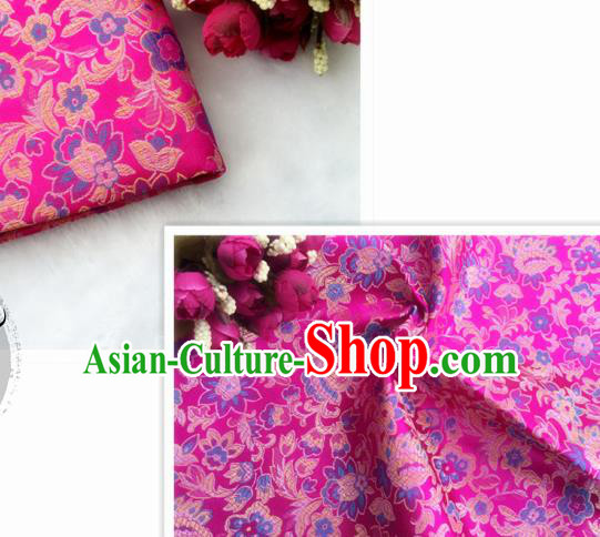 Chinese Traditional Rosy Brocade Classical Flowers Pattern Design Silk Fabric Material Satin Drapery