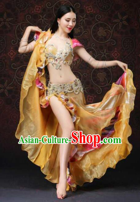 Top Grade Belly Dance Costumes Professional Oriental Dance Golden Dress for Women