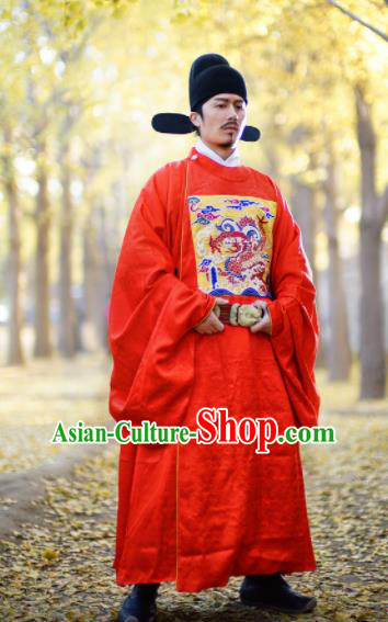Chinese Traditional Ming Dynasty Minister Clothing Ancient Officer Embroidered Costumes for Men