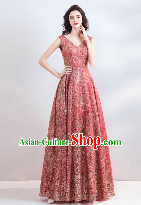 Top Grade Compere Red Formal Dress Handmade Catwalks Flower Fairy Bride Costume for Women