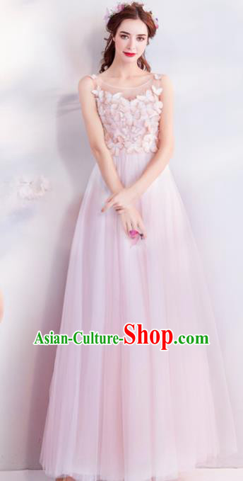 Top Grade Handmade Compere Costume Catwalks Pink Butterfly Formal Dress for Women