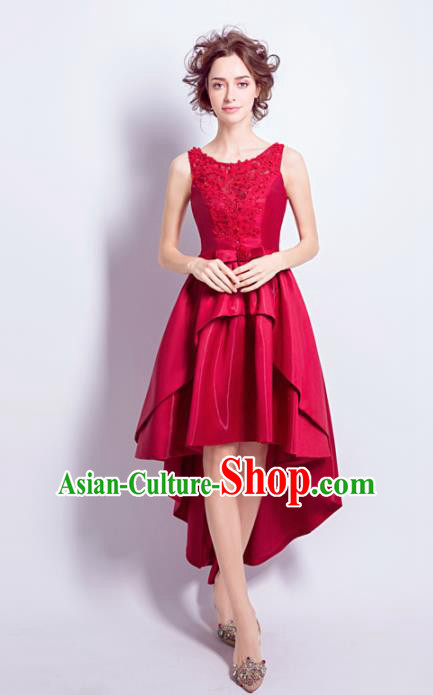 Top Grade Red Short Formal Dress Compere Costume Catwalks Evening Dress for Women