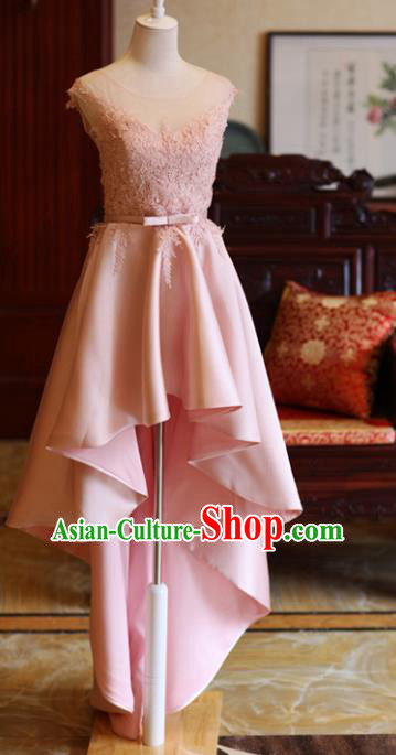 Handmade Pink Lace Formal Dress Compere Costume Catwalks Angel Evening Dress for Women