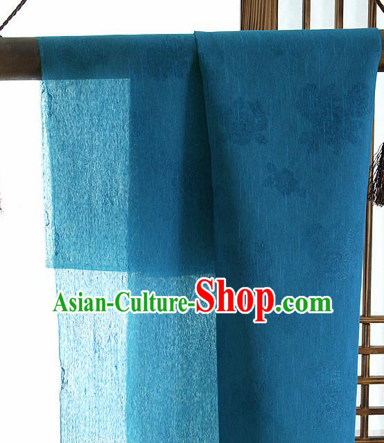 Asian Korean Traditional Peacock Blue Tough Silk Fabric Hanbok Silk Material