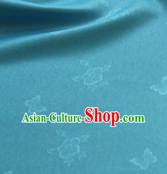 Asian Korean Traditional Blue Tajung Fabric Classical Butterfly Pattern Silk Fabric Hanbok Thin Silk Material