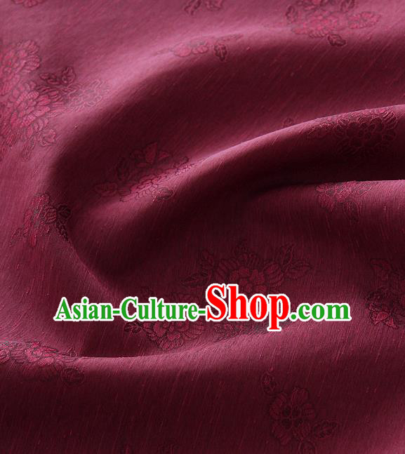 Asian Korean Traditional Purplish Red Tough Silk Fabric Hanbok Silk Material