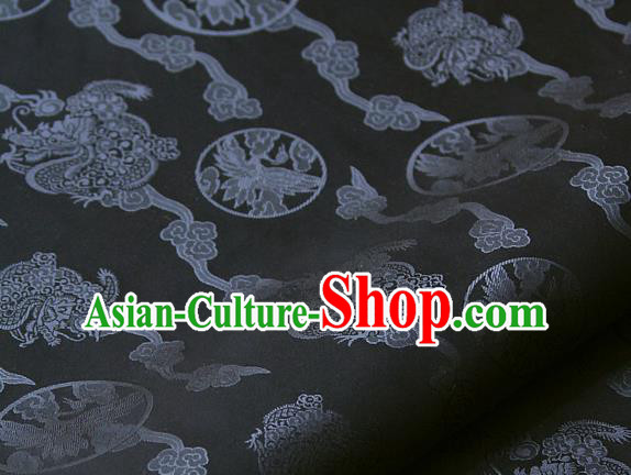 Asian Traditional Classical Dragons Pattern Palace Satin Drapery Korean Hanbok Brocade Fabric