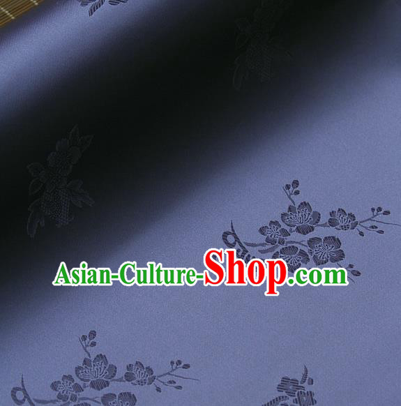 Asian Traditional Classical Wintersweet Pattern Purple Silk Drapery Korean Hanbok Palace Brocade Fabric