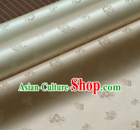 Asian Traditional Classical Wintersweet Pattern Golden Silk Drapery Korean Hanbok Palace Brocade Fabric