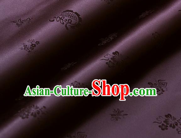 Asian Traditional Classical Wintersweet Pattern Amaranth Silk Drapery Korean Hanbok Palace Brocade Fabric