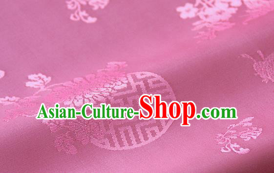 Asian Traditional Palace Drapery Korean Hanbok Royal Butterfly Pattern Rosy Brocade Satin Fabric