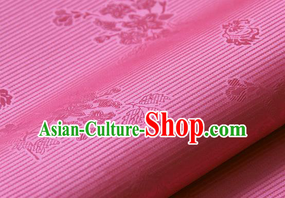 Asian Korean Ancient Costume Drapery Traditional Palace Pattern Rosy Brocade Satin Fabric Silk Fabric Material