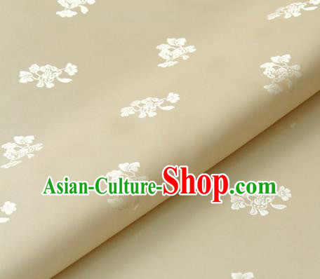 Asian Korean Ancient Costume Beige Brocade Traditional Palace Pattern Satin Fabric Silk Fabric Material