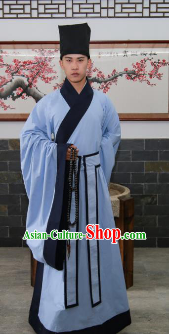 Chinese Traditional Ming Dynasty Scholar Historical Costumes Ancient Confucianist Hanfu Clothing for Men