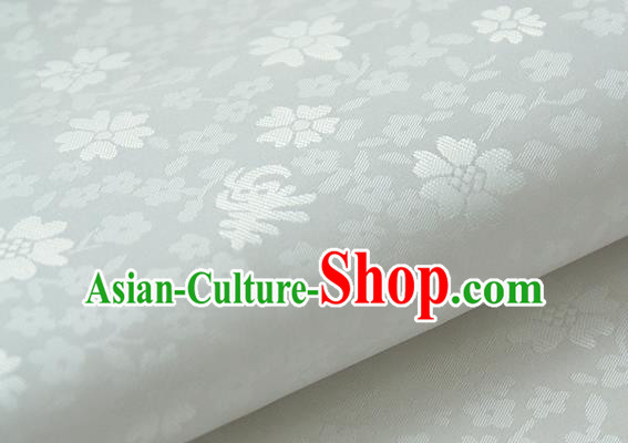 Asian Korean Classical Brocade Traditional Palace Pattern White Satin Fabric Silk Fabric Material