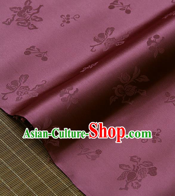Asian Traditional Amaranth Satin Classical Pattern Drapery Korean Hanbok Palace Brocade Silk Fabric