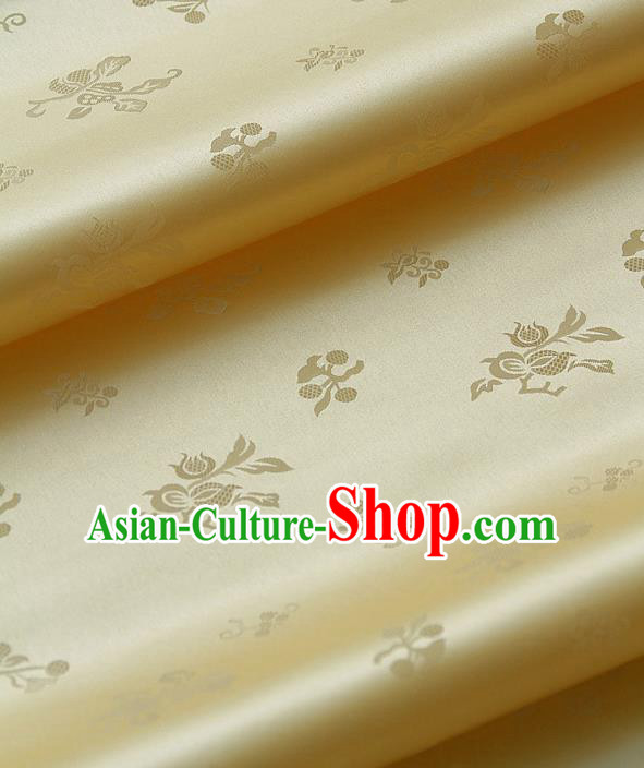 Traditional Asian Yellow Satin Classical Pattern Drapery Korean Hanbok Palace Brocade Silk Fabric