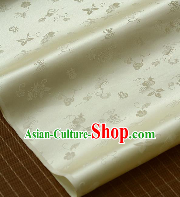 Traditional Asian Yellow Brocade Classical Cucurbit Pattern Drapery Korean Hanbok Palace Satin Silk Fabric