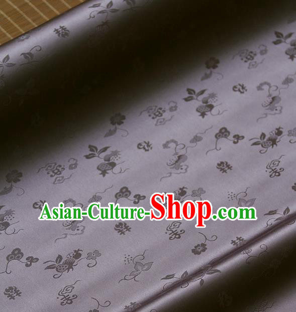 Traditional Asian Grey Brocade Classical Cucurbit Pattern Drapery Korean Hanbok Palace Satin Silk Fabric