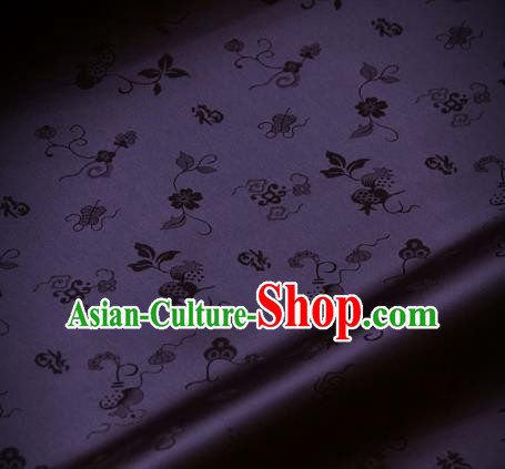 Traditional Asian Deep Purple Brocade Classical Cucurbit Pattern Drapery Korean Hanbok Palace Satin Silk Fabric