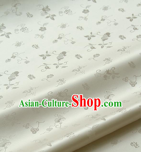 Traditional Asian Beige Brocade Classical Cucurbit Pattern Drapery Korean Hanbok Palace Satin Silk Fabric