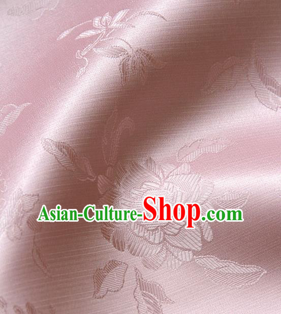 Asian Traditional Classical Pattern Pink Satin Drapery Korean Hanbok Palace Brocade Silk Fabric