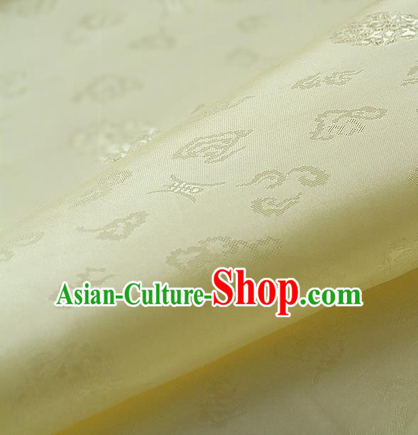 Traditional Asian Yellow Brocade Drapery Korean Hanbok Palace Satin Silk Fabric