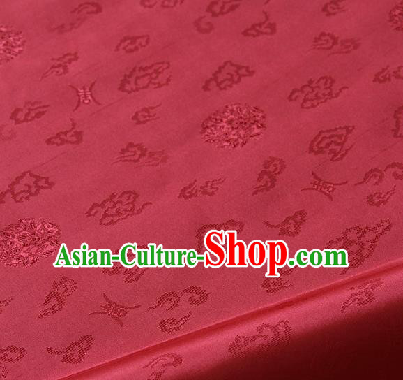 Traditional Asian Watermelon Red Brocade Drapery Korean Hanbok Palace Satin Silk Fabric